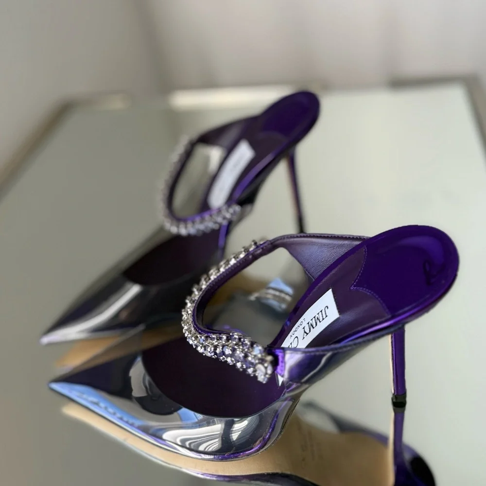 New Jimmy Choo Bing Crystal Clear Mule Pumps $1,150 37.5 - Picture 7 of 16